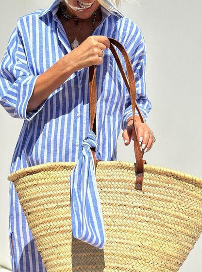 Eva™ | Tidlös Randig Skjortklänning