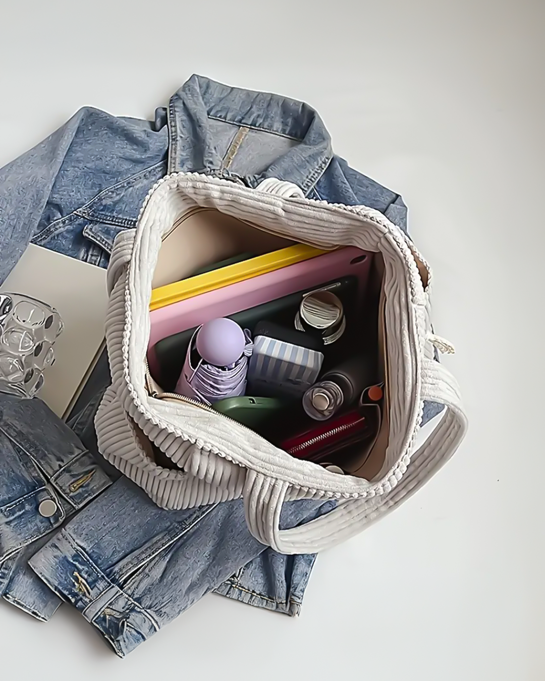 Tilda™ | Ribbad axelväska med dragsko