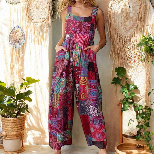 Freja™ | Bohemiska Patchwork Romper Jumpsuiten för Unik Stil