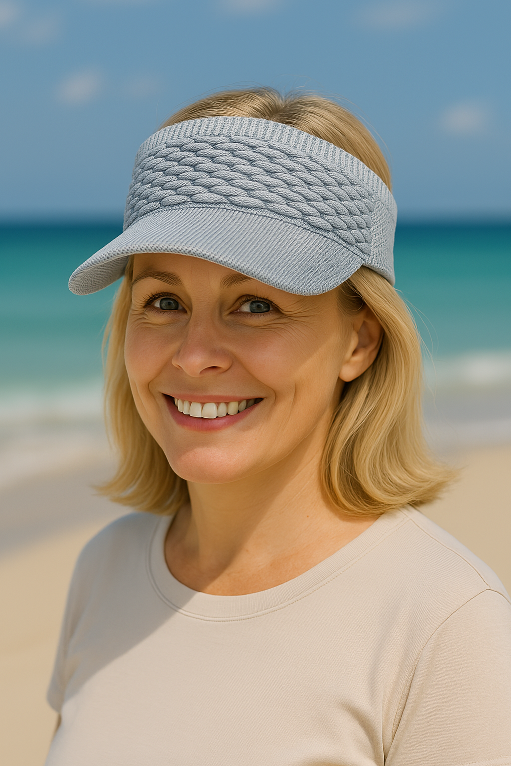 Breeza™ | Sportig Virkad Solvisir med Stretch och Öppen Topp